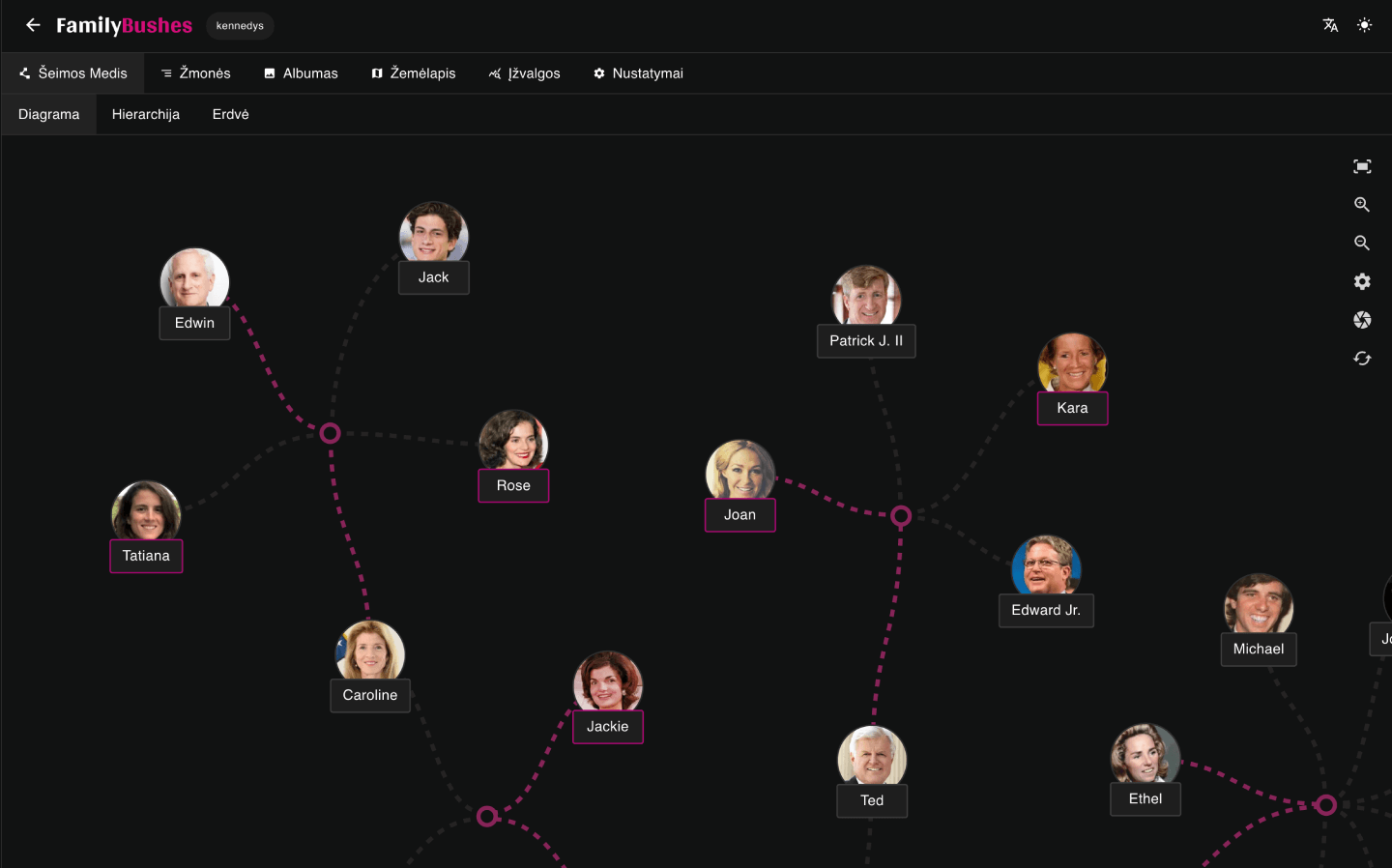 Example of a graph-based family tree layout template